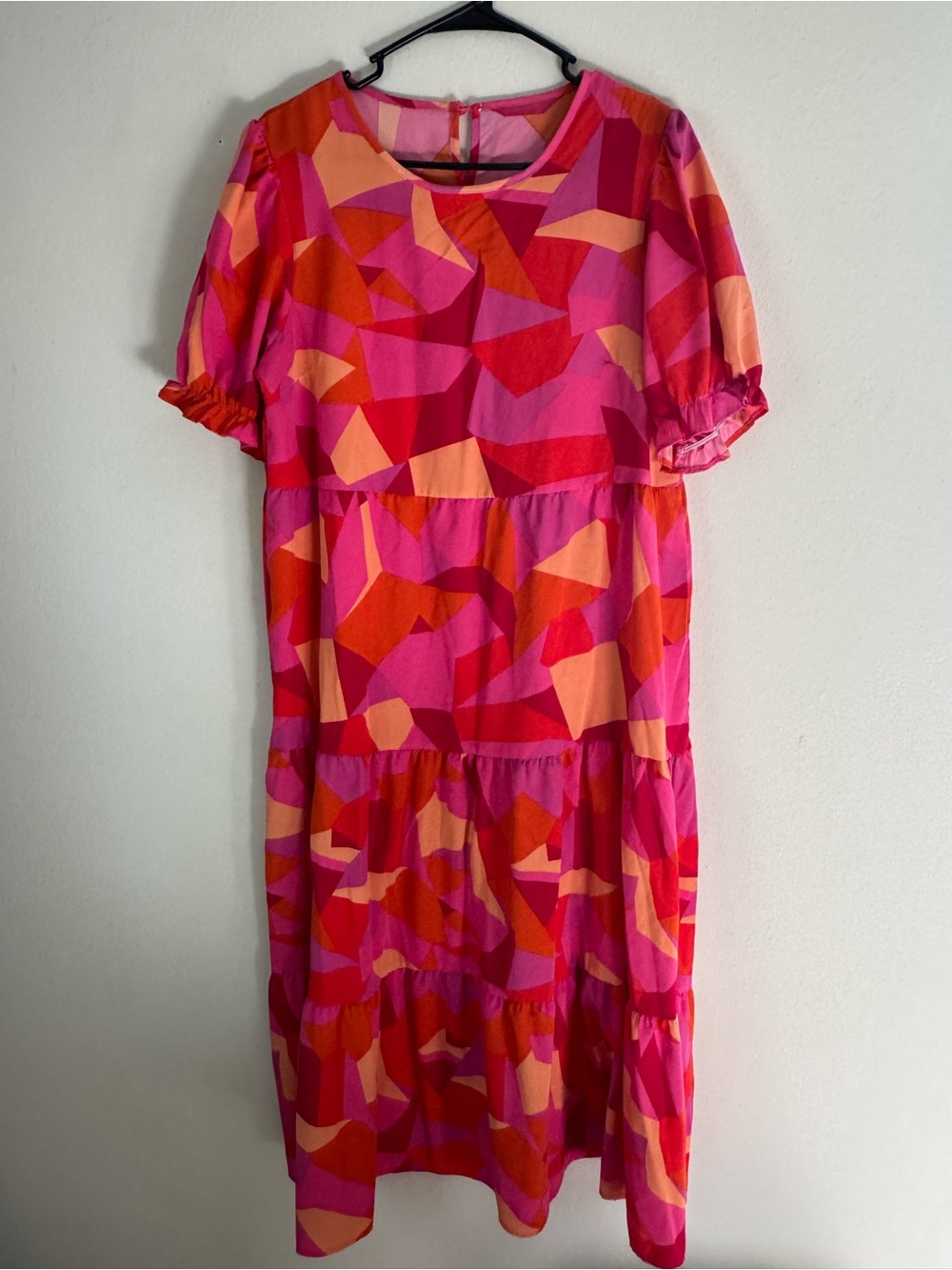 Hot Pink Geometric Midi Dress